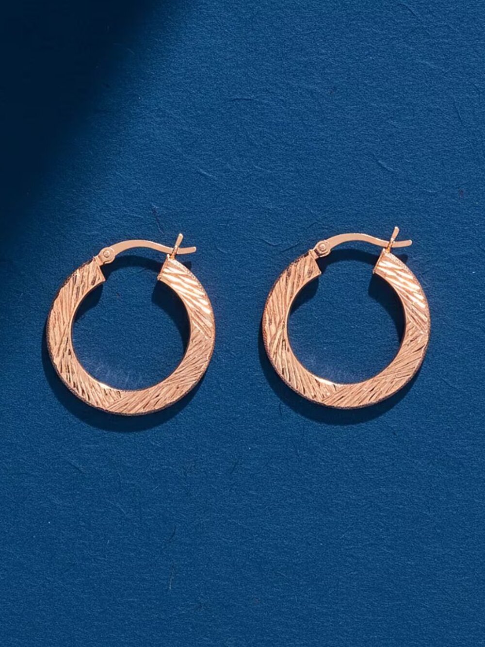 30mm Diamond-cut Hoop Earrings -14K Rose Gold Ov/Sterling Silver 3.10 Gram - New